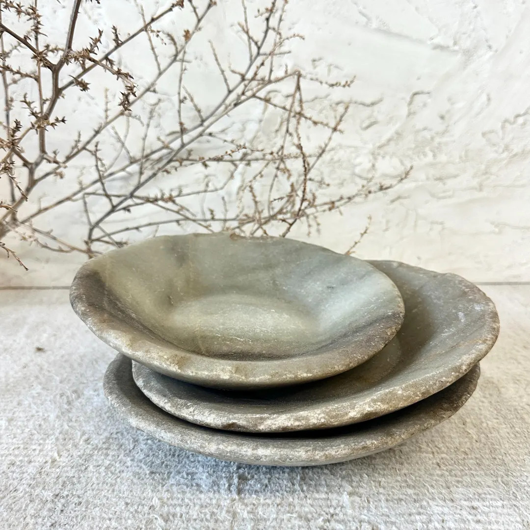 Vintage Marble Bowl Tray | Hand Carved Stone Vessel | Organic Coffee Table Catchall - Etsy | Etsy (US)