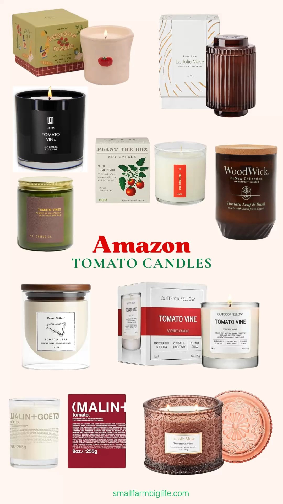 Tomato candles are having a major moment and honestly I completely understand why 🍅✨ There is something so incredible about a candle that smells like a fresh summer garden and this round up has the best ones from Amazon right now. The LA JOLIE MUSE Tomato and Vine in both brown and rose glass, the P.F. Candle Co. Tomato Vines, the KOBO Wild Tomato Vine with its gorgeous plantable box, the Paddywax Bistro in a reusable ceramic jar, the WoodWick Tomato Leaf and Basil, the Lulu Candles Tomato and Vine, the Maison Sicilian Tomato Leaf, the Outdoor Fellow Tomato Vine with fresh garden herb notes, and the MALIN and GOETZ 9oz Tomato. If you love the smell of a summer garden these are the candles you need in your home right now. Everything is linked! 🛒🍅 

 #LTKfoodie #LTKSeasonal #LTKHome