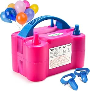Electric Air Balloon Pump, AGPTEK 110V 600W Rose Red Portable Dual Nozzle Inflator/Blower for Par... | Amazon (US)