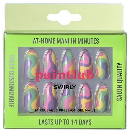 PaintLab Short Almond Press on False Nails Swirly Tie Dye 24 Count | Walmart (US)