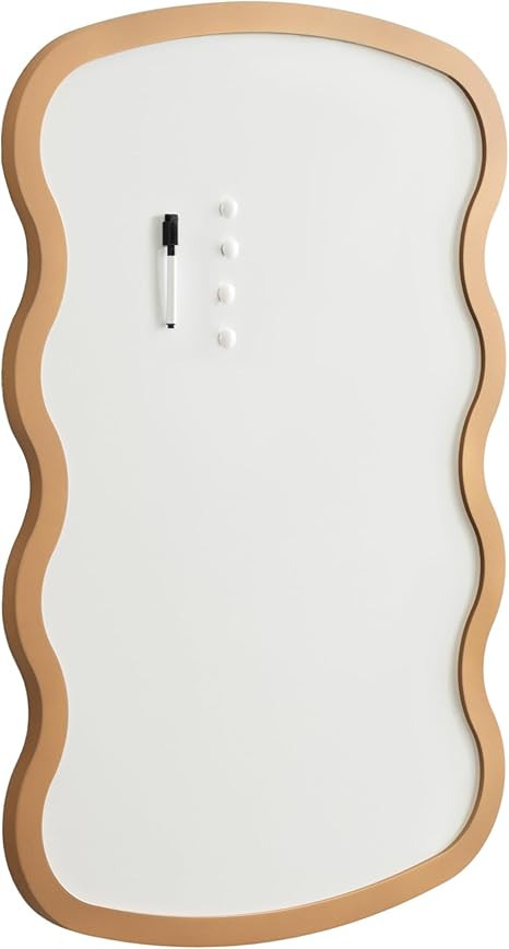 Kate and Laurel Holbrook Wavy Magnetic Dry Erase Board with Marker and Four Magnets, 24 x 36, Gol... | Amazon (US)