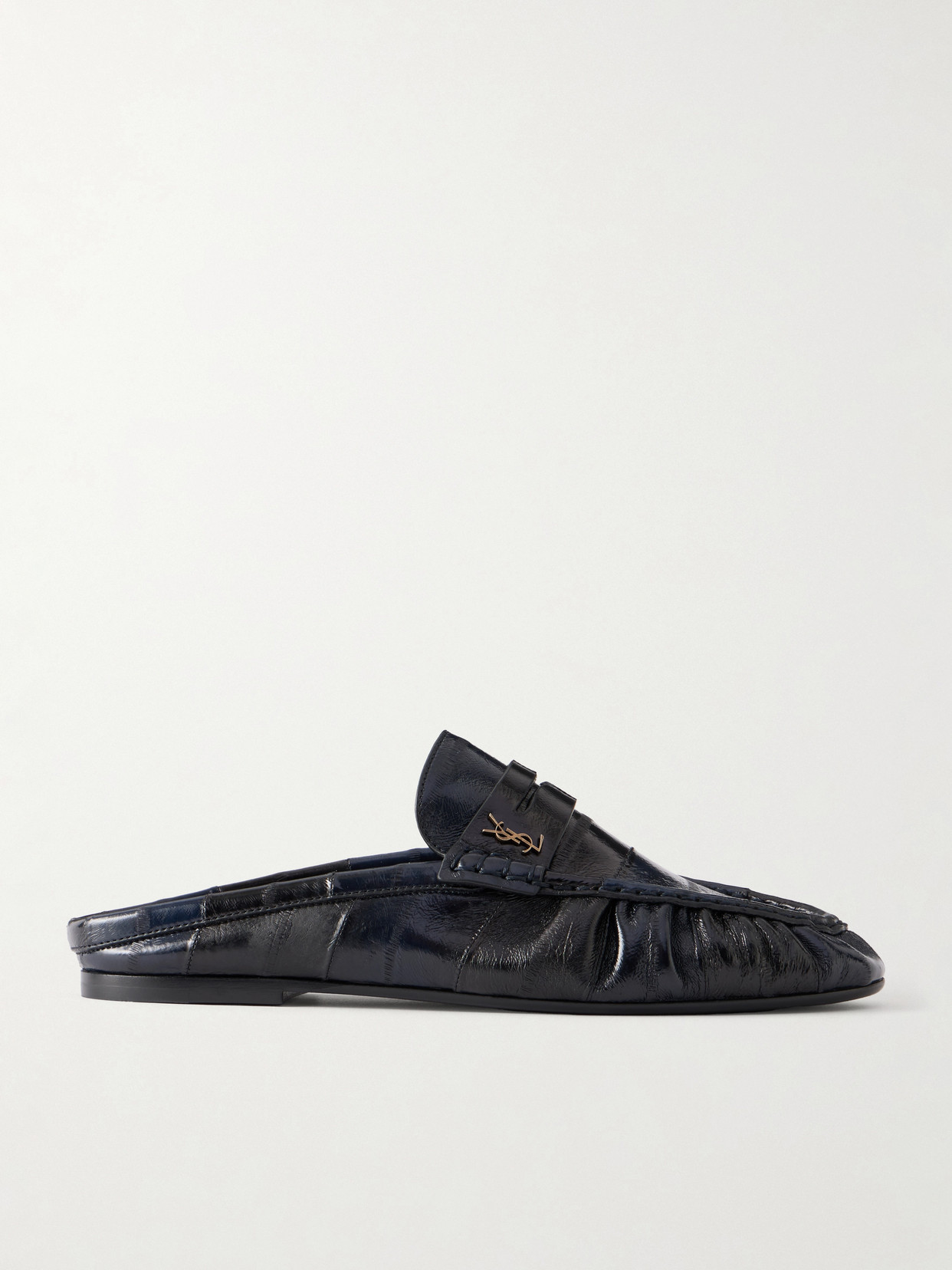 SAINT LAURENT - Le Loafer Logo-embellished Mules - Black | NET-A-PORTER (US)