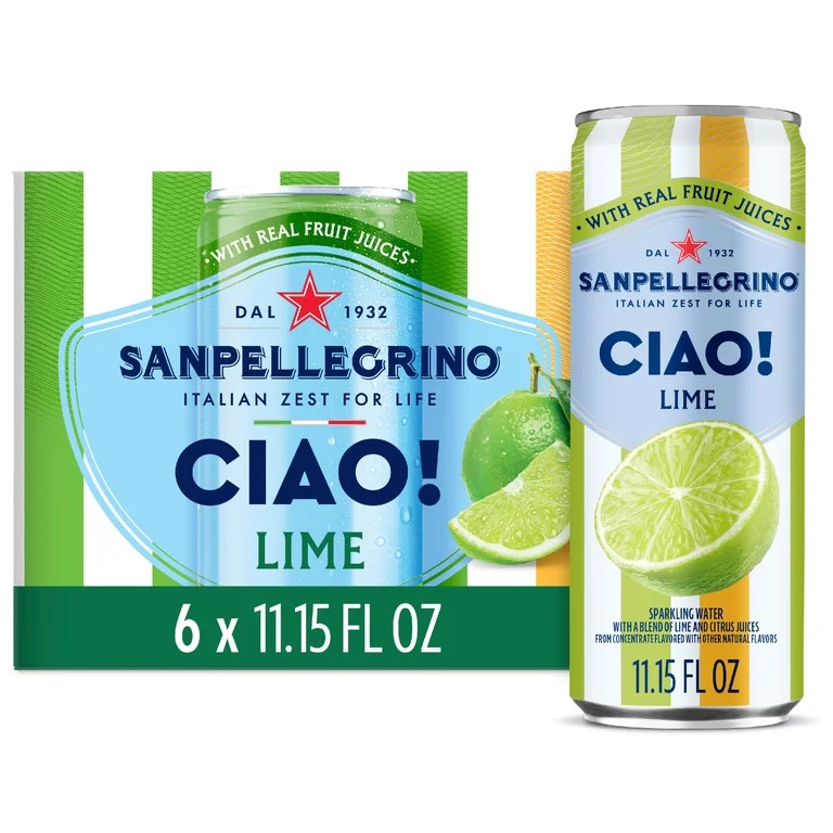 Sanpellegrino CIAO Lime Sparkling Flavored Water with Real Fruit Juices, 6 Pack | Walmart (US)