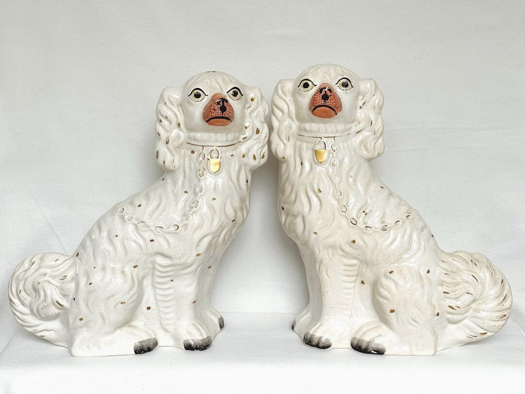 Antique Staffordshire King Charles Spaniel Dogs: Large Victorian Mantel Pair | Etsy (US)