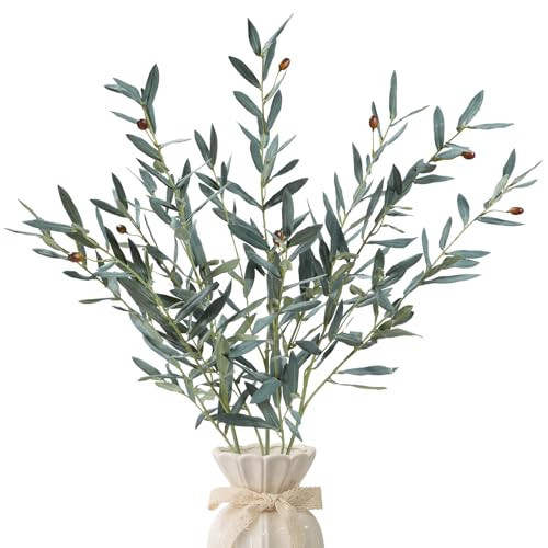 yel canby 35inch Artificial Olive Branches for Vases,3pcs Bendable Faux Olive Branches with Fruits,Greenery Stems for Living Room Home Decor,Coffee Table Decor(Vase Not Included) | Amazon (US)