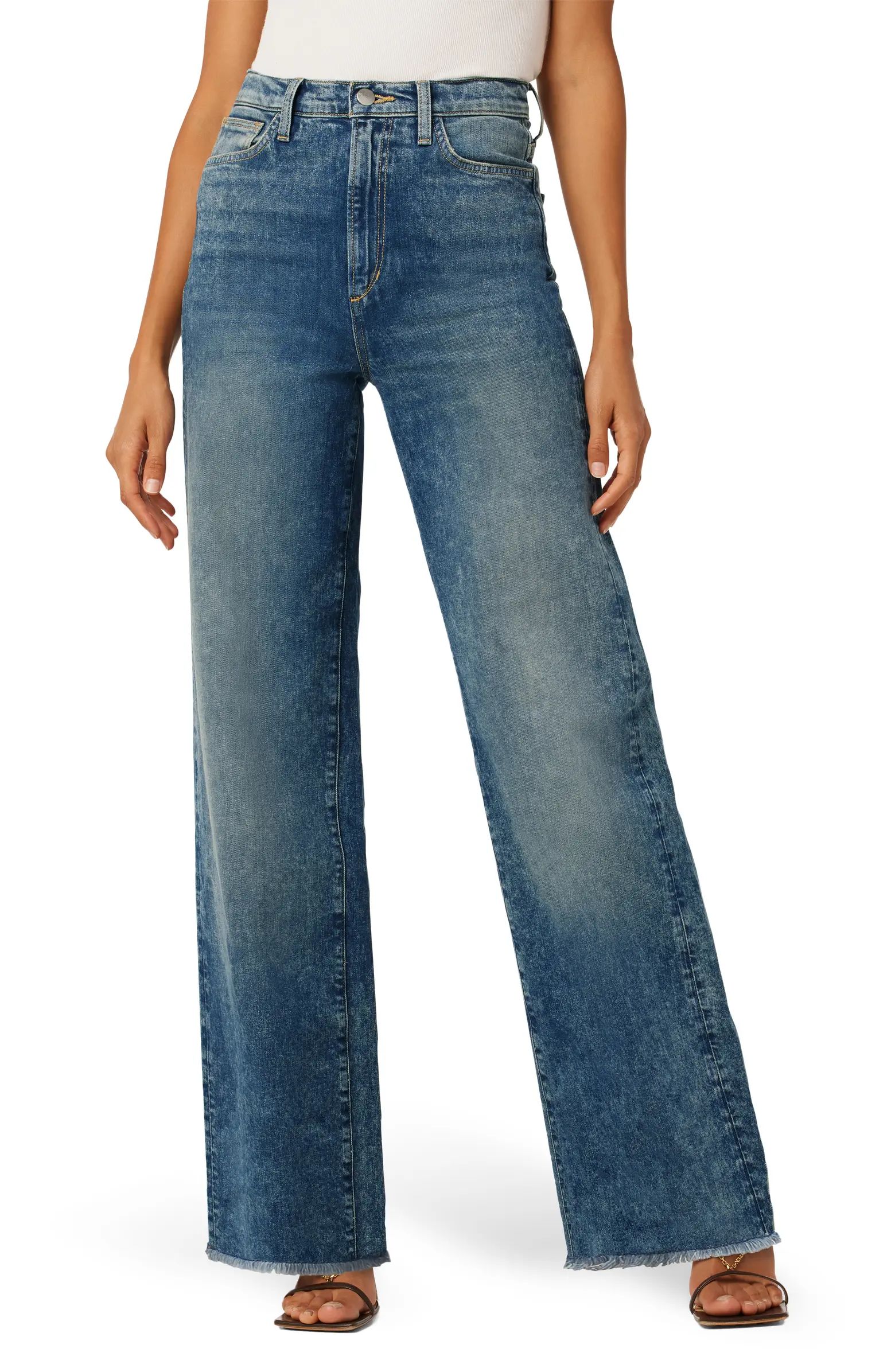 Joe's The Mia High Waist Frayed Wide Leg Jeans | Nordstrom | Nordstrom