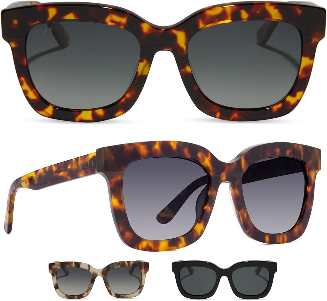 DIFF Carson Designer Square Oversized Sunglasses for Women UV400 Polarized Protection, Tortoise t... | Amazon (US)