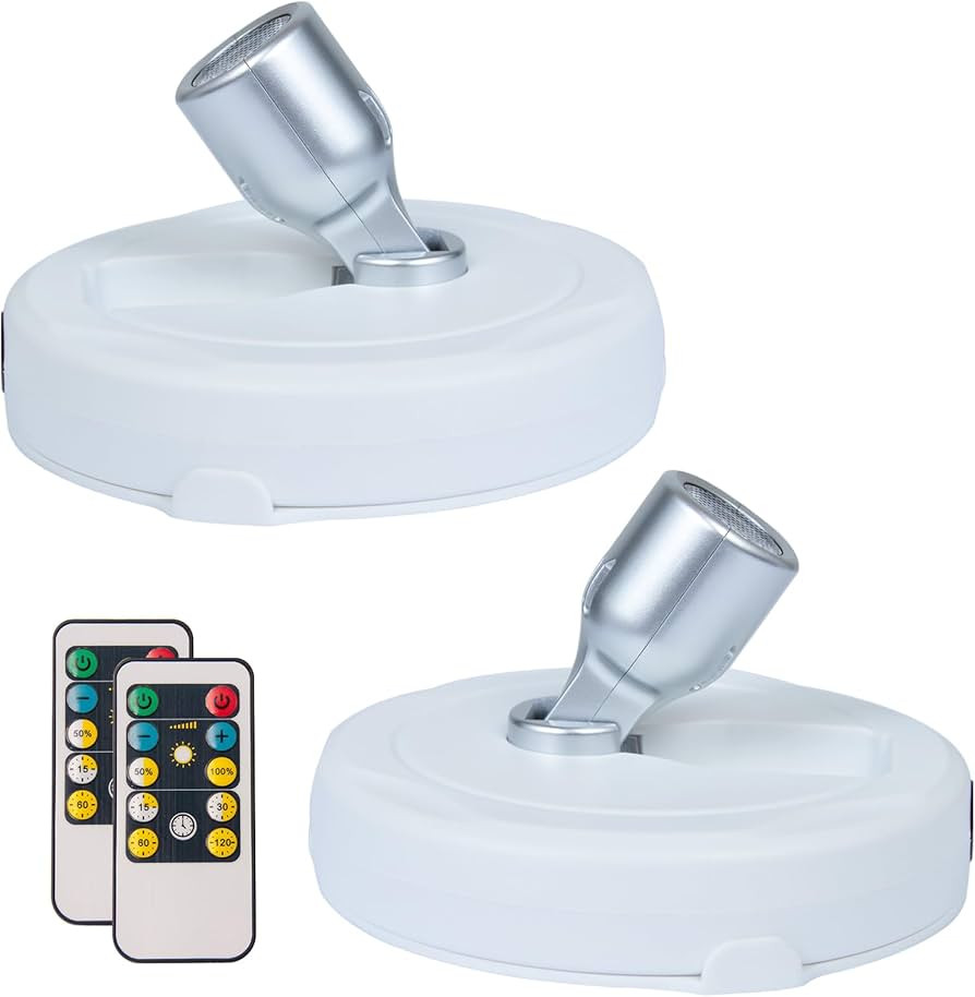 Wireless LED Spotlight, Battery Operated Picture Lights, Uplighting Indoor, Puck Lights with 2 Re... | Amazon (US)