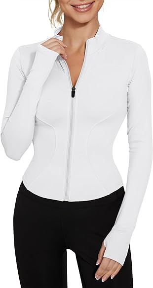 LUYAA Women's Workout Jacket Lightweight Zip Up Yoga Jacket Cropped Athletic Slim Fit Tops | Amazon (US)