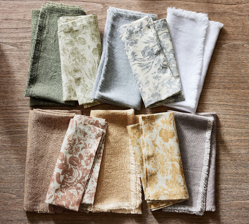 Frayed Oversized Linen Napkins - Set of 4 | Pottery Barn (US)