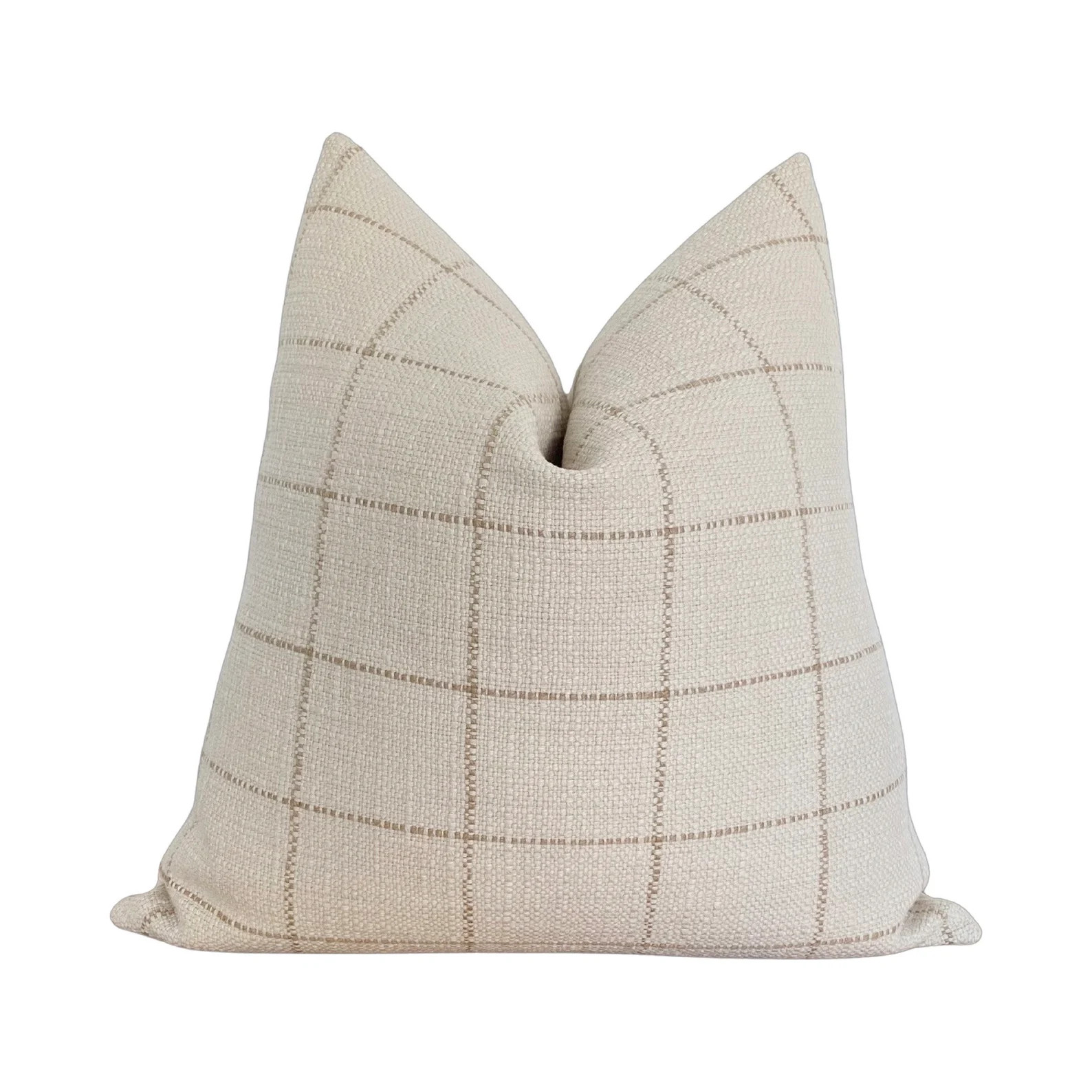 Cream and Light Brown Window Pane Pillow Cover, Cover Only - Etsy | Etsy (US)