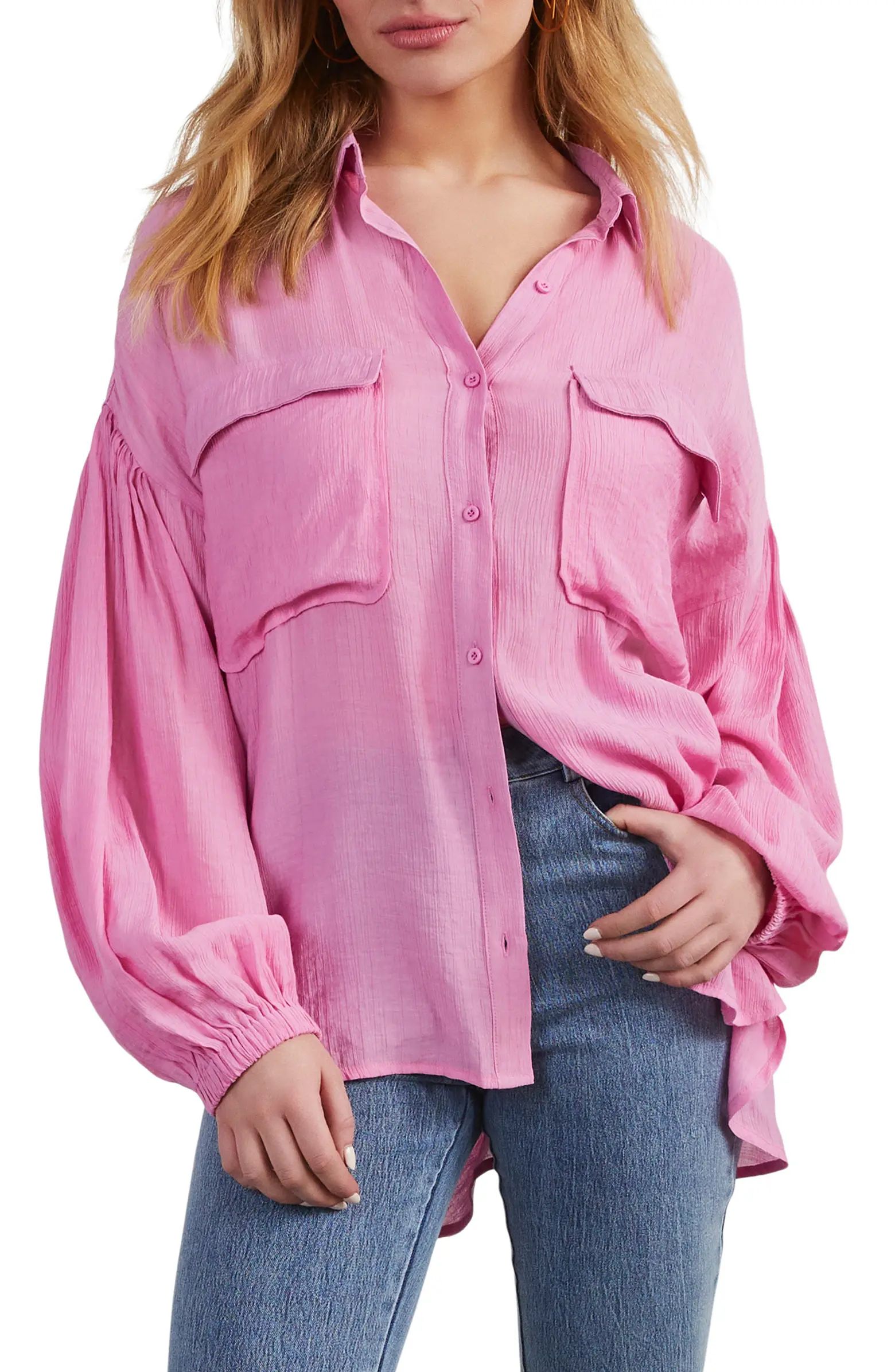 VICI Collection Elowen Balloon Sleeve Button-Up Shirt | Nordstrom | Nordstrom