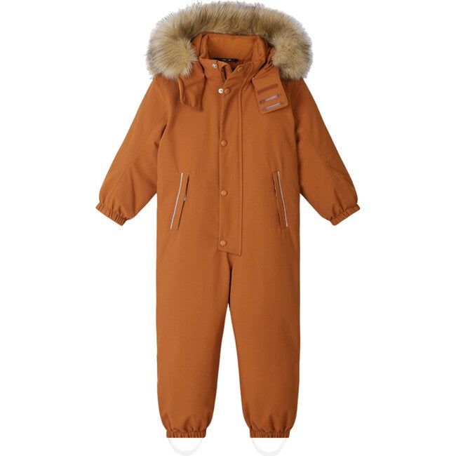 Stavanger Reimatec Winter Snowsuit With Detachable Faux Fur Trim Hood, Cinnamon Brown | Maisonette
