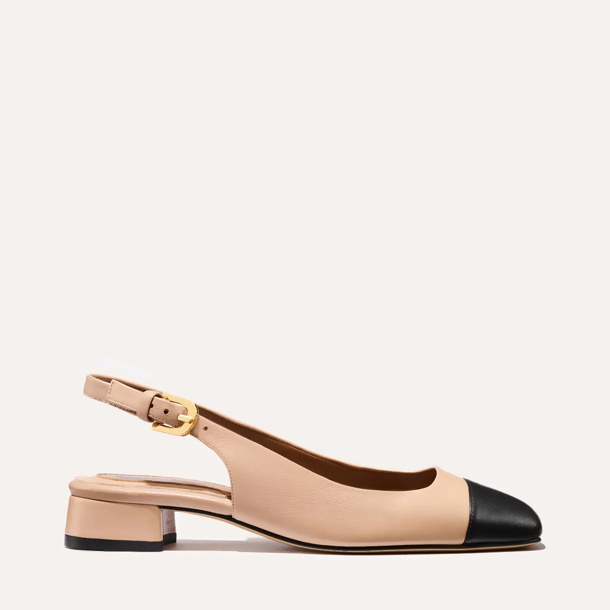 The Darcy Slingback - Dune and Black Nappa | Margaux