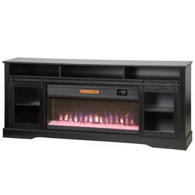 Fireplace TV Stand for TVs Up to 80 Inch, TV Console with Electric Fireplace, Open Storage and Side Cabinets, Black | Target