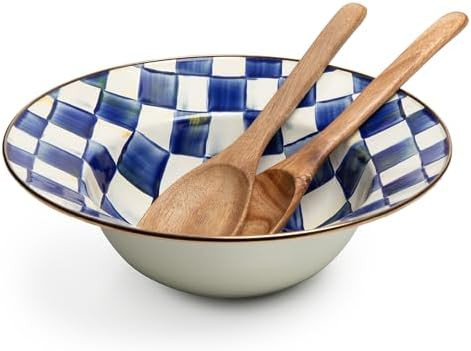 MACKENZIE-CHILDS Enamel Salad Serving Set, Enamel Bowl and Wooden Salad Servers, Decorative Kitch... | Amazon (US)