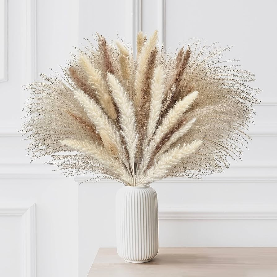 MagicDecor 85Pcs Boho Home Decor Dried Flowers Arrangements White & Natural Pampas Grass, Reed, B... | Amazon (US)