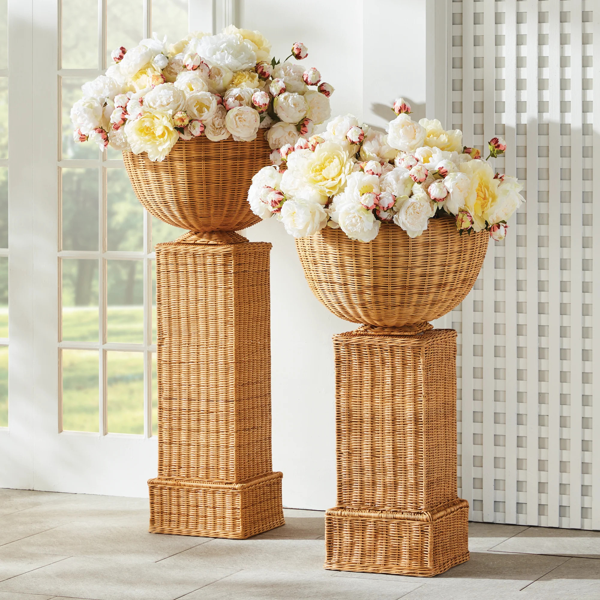Chuck Rattan Pedestal Short (Urn sold separately) | Gorgeous Living