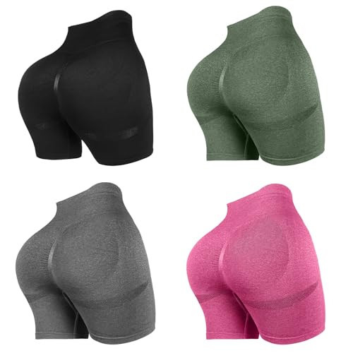 Mumucove 4 Piece Women Workout Shorts Tie Dye High Waist Butt Lift Shorts Tight Women Workout Gym Yoga Sports Shorts(Medium,Black,Gray,Army Green,Pink) | Amazon (US)