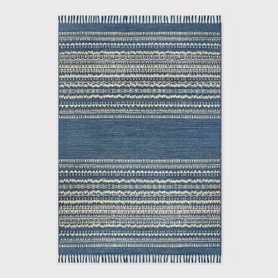7' x 10' Outdoor Rug Striped Fringe Blue - Threshold™ | Target