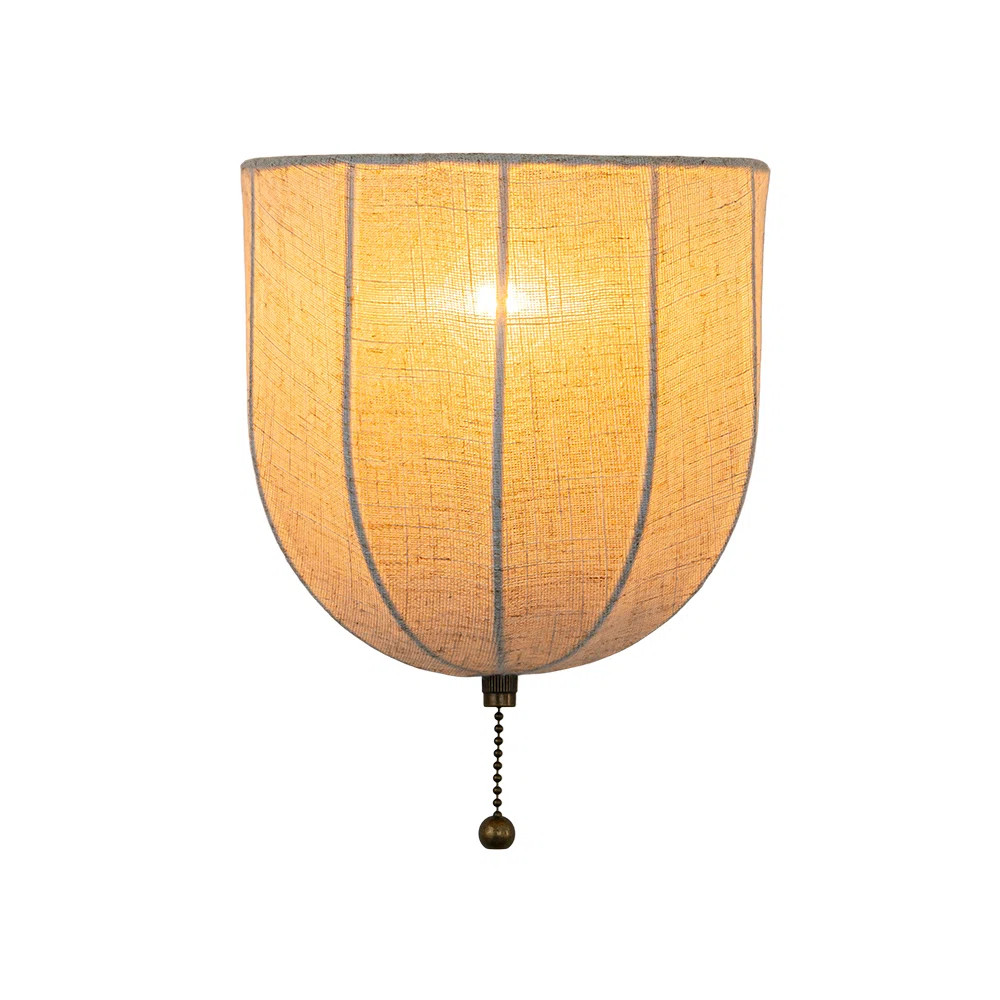 1 - Light Retro Pull Chain Semi Circular Linen Wall Sconce | Wayfair North America