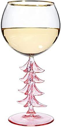 The Wine Savant Crystal New years Eve Tree Stemmed Wine Glass - Pink - 12oz Goblet Bordeaux Gold ... | Amazon (US)