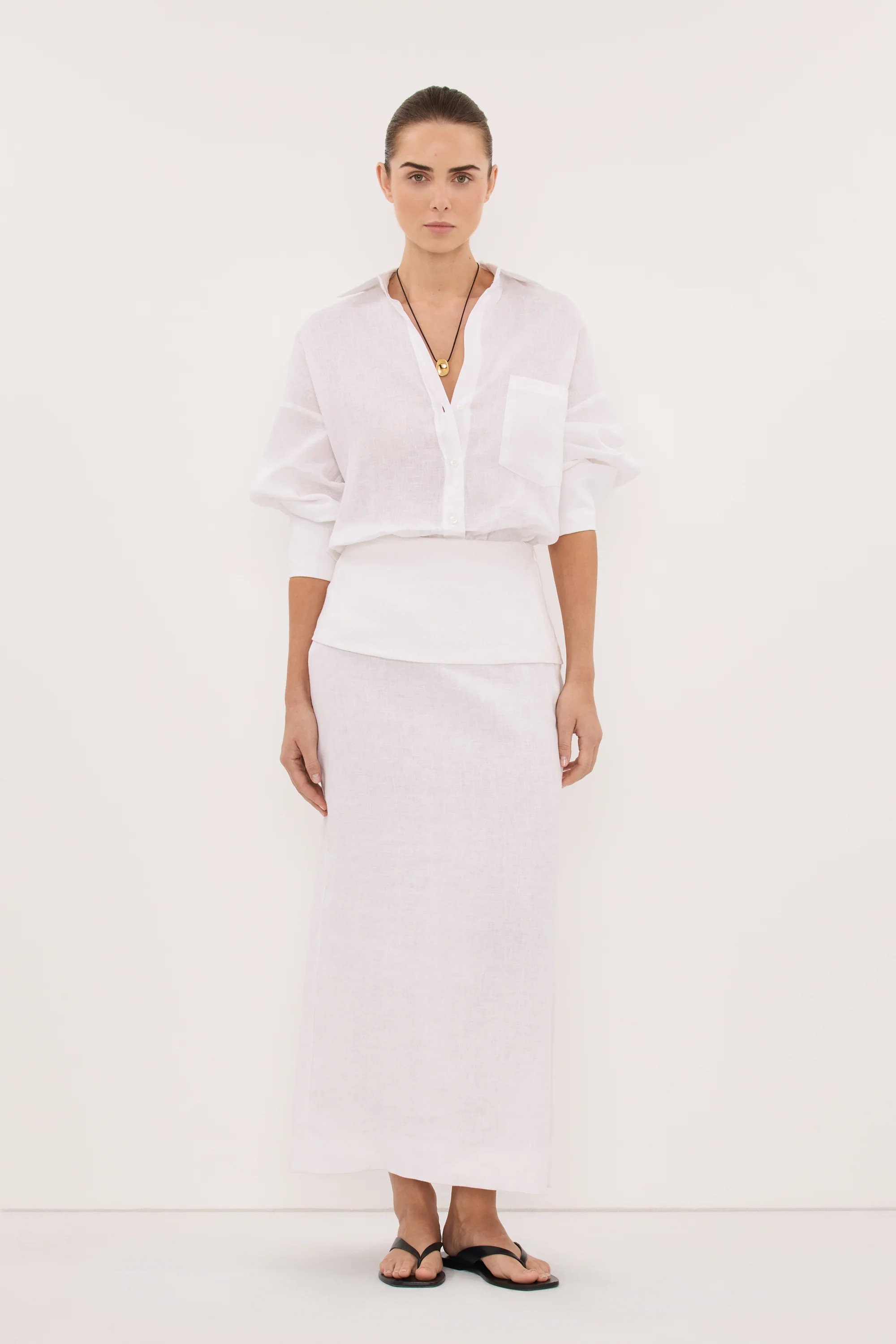 YARA WHITE LINEN FOLDOVER SKIRT | DISSH