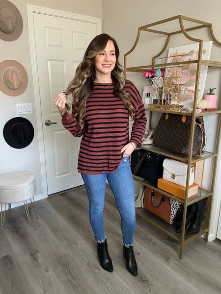 Casual Sweater Outfit Idea | Striped Sweater (small) Skinnt Jeans (2), Black Ankle Boots (tts) | Amazon Fashion, Walmart Fashion, Casual Style | #CasualStyle #CasualFashion #AmazonFashion #WalmartFashion #OutfitIdea

#LTKfindsunder50 #LTKstyletip #LTKSeasonal