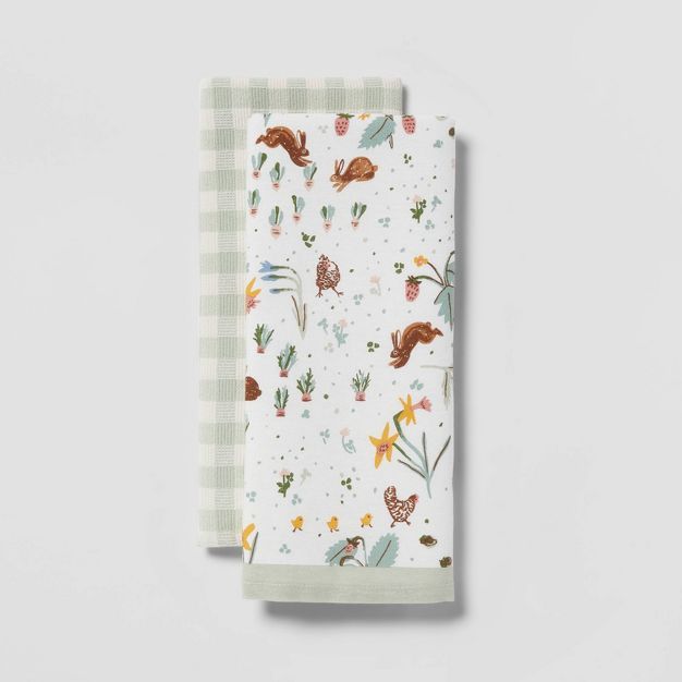 2pk Cotton In the Garden Kitchen Towels - Threshold™ | Target