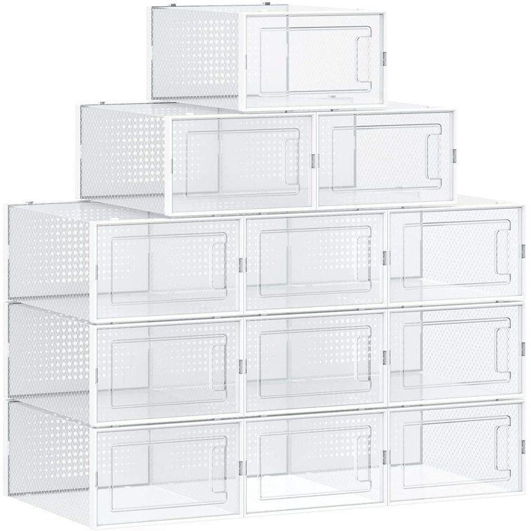 SONGMICS Shoe Boxes, Pack of 12 Stackable Shoe Storage Organizers, Foldable and Versatile for Sne... | Walmart (US)