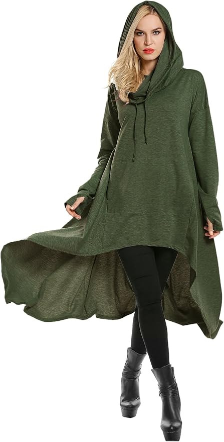 Zeagoo Sweatshirt Hooded Women Long Sleeve High Low Sweater Dress Loose Pullover Cloak Thumb Hole... | Amazon (US)