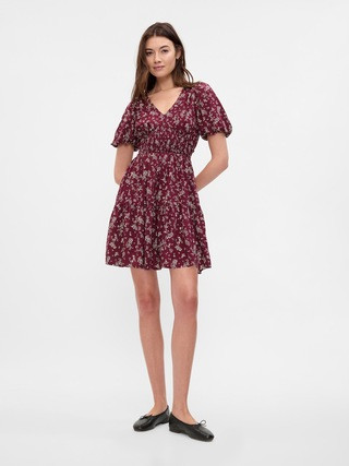 Smocked Puff Sleeve Mini Dress | Gap Factory