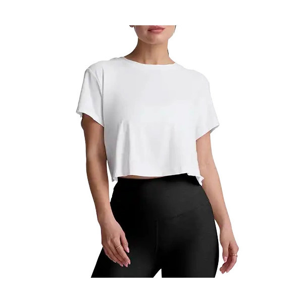 Women's Beyond Yoga Featherweight Supreme Cropped T-Shirt Large Cloud White | Scheels