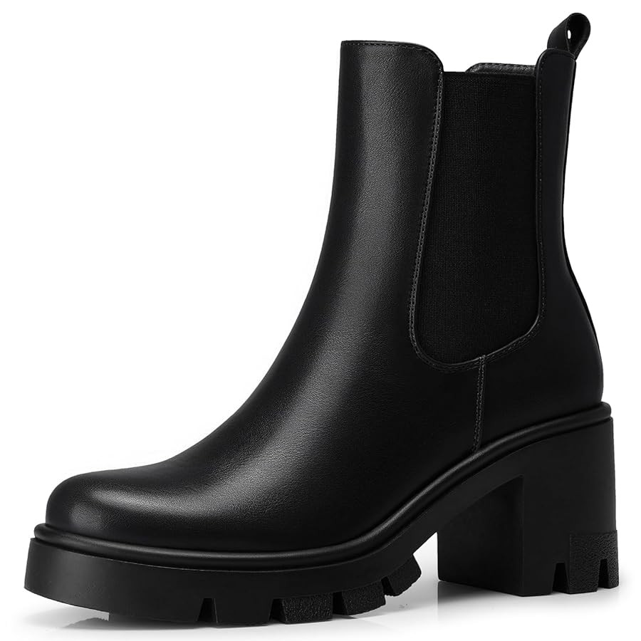 Women Chelsea Ankle Boots: 2.91 In Chunky Heels, Fashion Platform Short Boots, 2025 Fall Winter B... | Amazon (US)