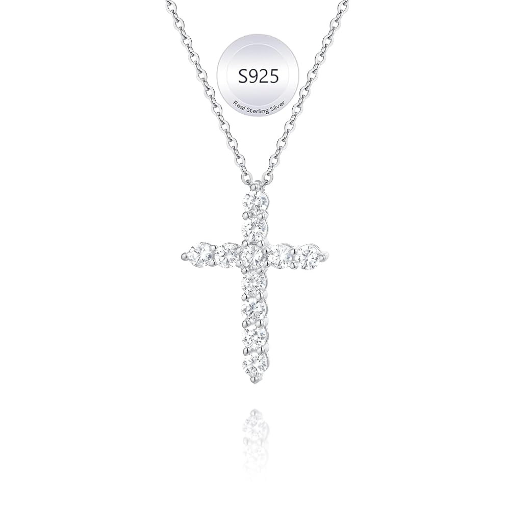 Cross Necklaces for Women 925 Sterling Silver 18K Gold Plated Cubic Zirconia Cross Pendant Neckla... | Amazon (US)