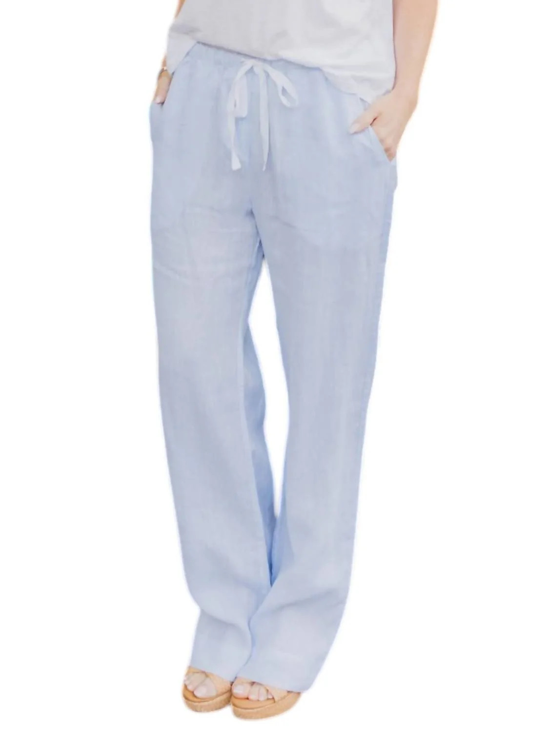 Linen Pants In Light Blue | Shop Simon