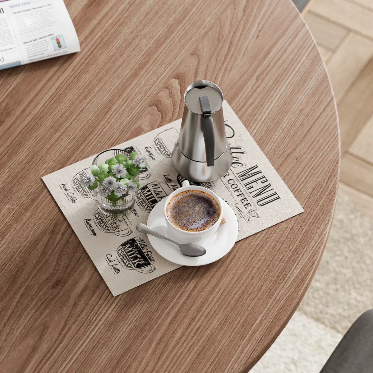 Pedestal Elegant Wood Texture Round Dining Table | Wayfair North America