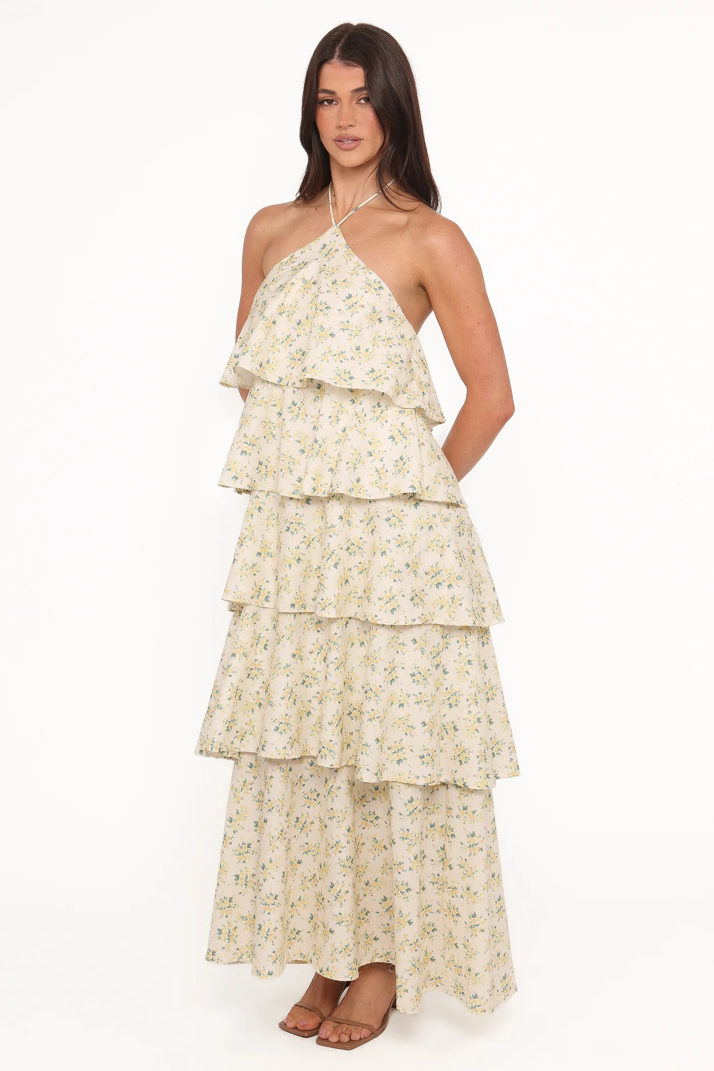 Darlia Halterneck Maxi Dress - Yellow Floral | Petal & Pup (US)