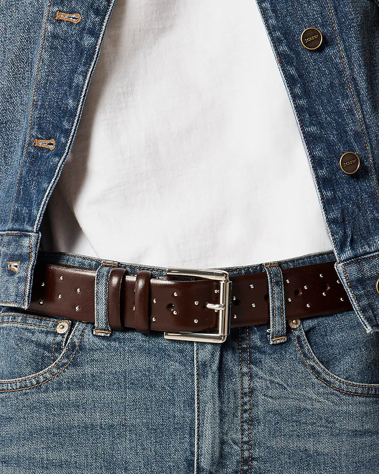 Wide belt in studded Italian leather | J. Crew US