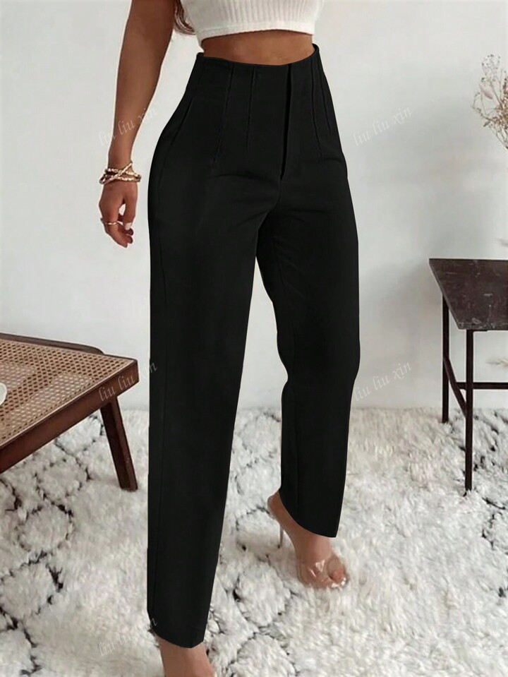 Elegant Commuter Pleated Side Pocket Skinny Pants For Women | SHEIN