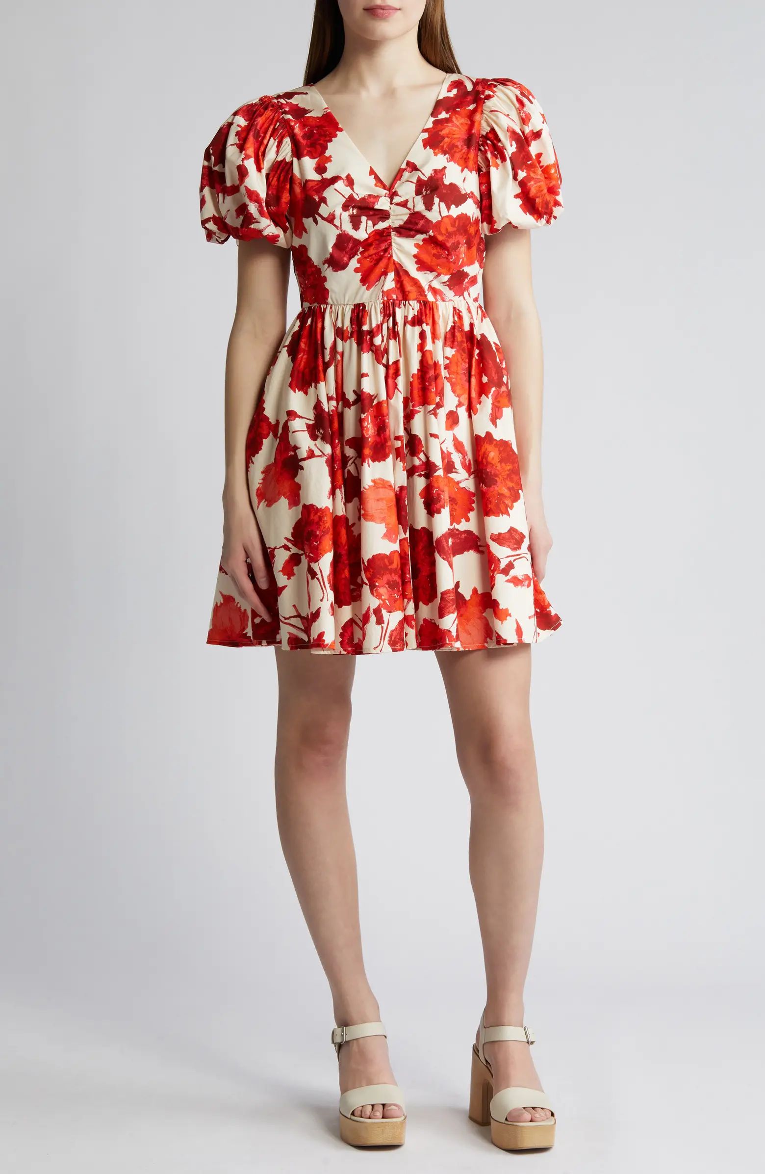 Floral Puff Sleeve Cotton Dress | Nordstrom