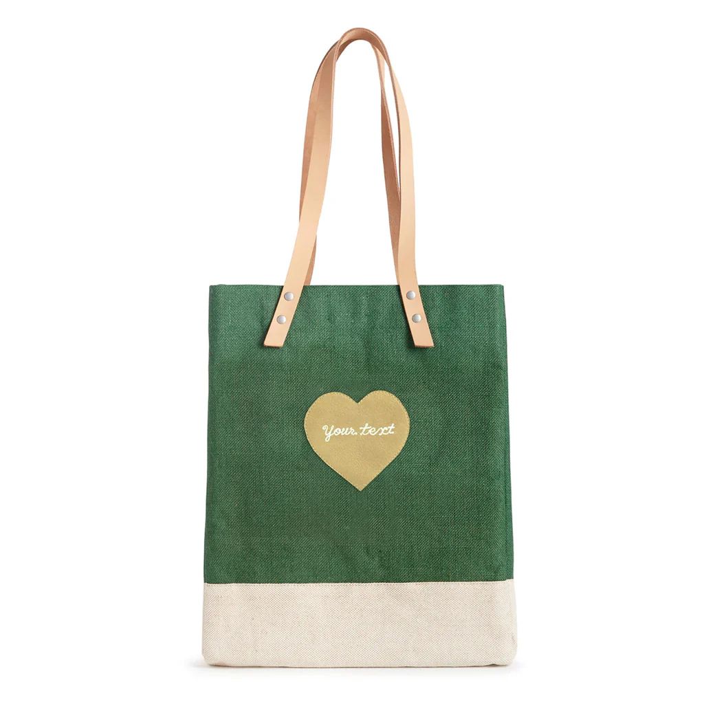 Wine Tote in Field Green with Embroidered Heart Only available once per year | Apolis