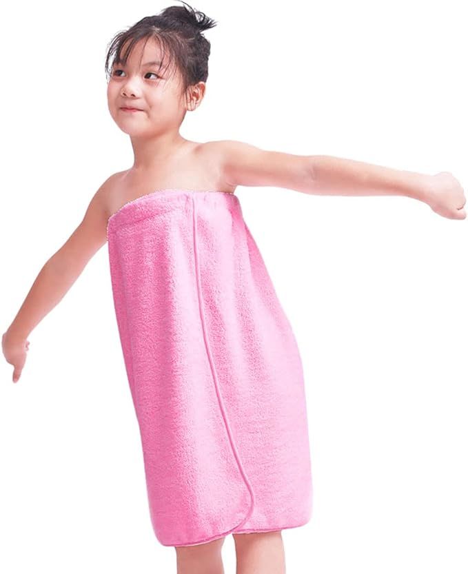 Enerhu Soft Kids Bath Towel Robe Child Terrycloth Spa Wrap with Snap Buttons Comfortable and Skin... | Amazon (US)