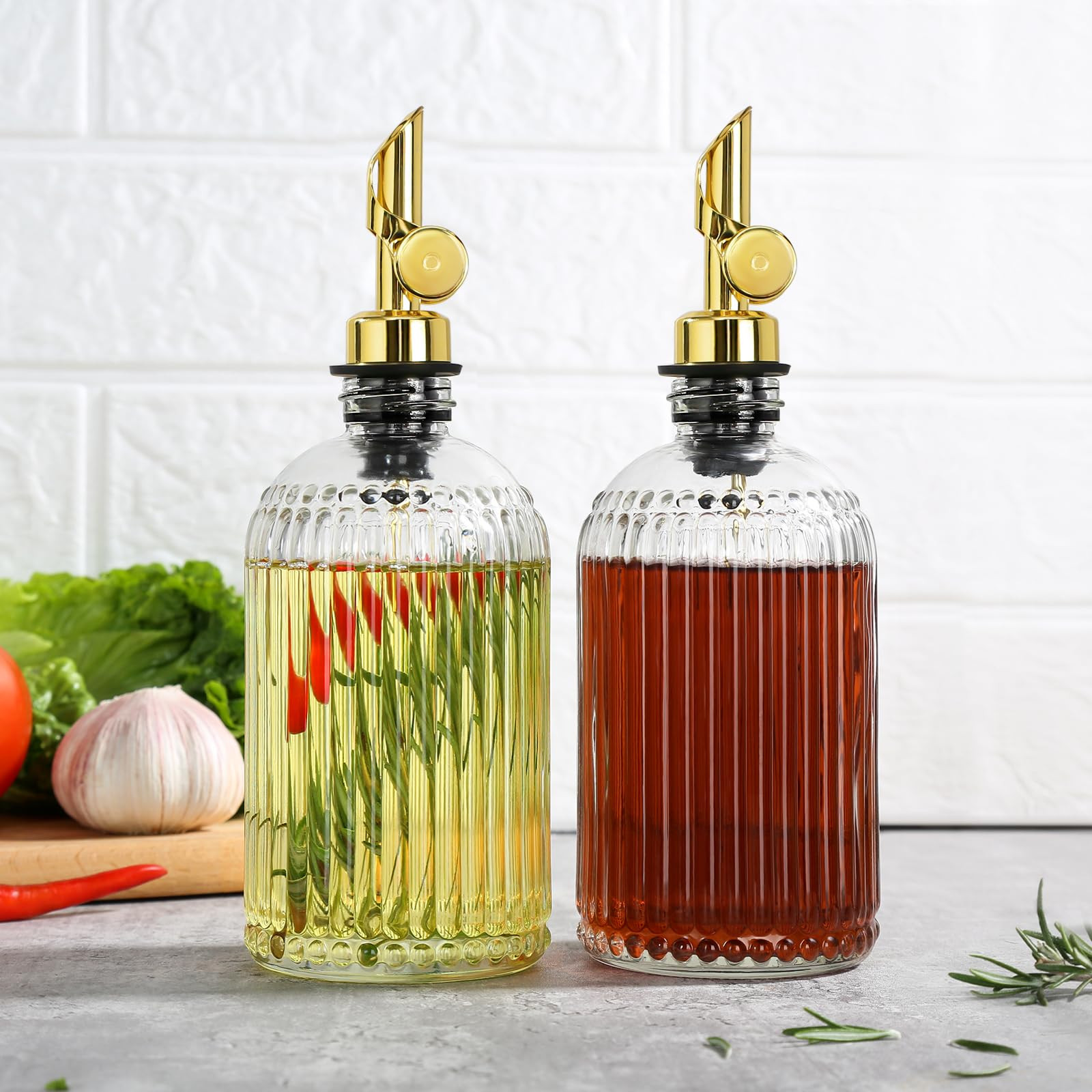12 fl oz Oil and Vinegar Dispenser Set, 2 Pack Olive Oil Dispenser Bottles for Kitchen, Oil Conta... | Amazon (US)