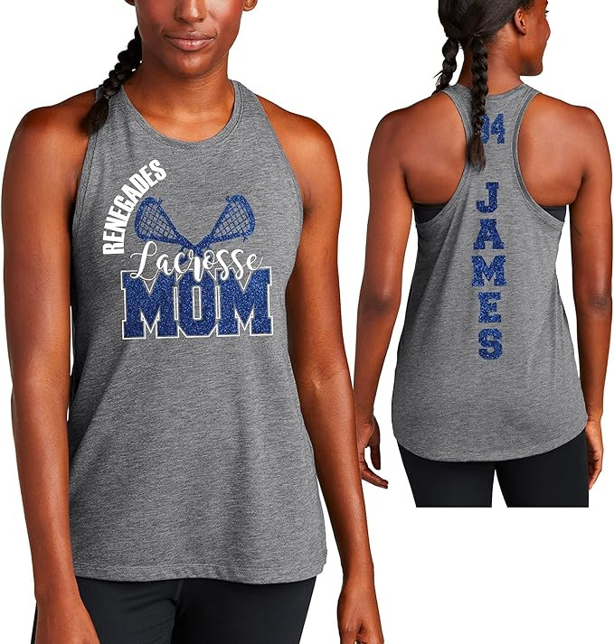 Generic Custom Glitter Lacrosse Mom Women's Tri Blend Wicking Racerback Tank Top Personalized to ... | Amazon (US)
