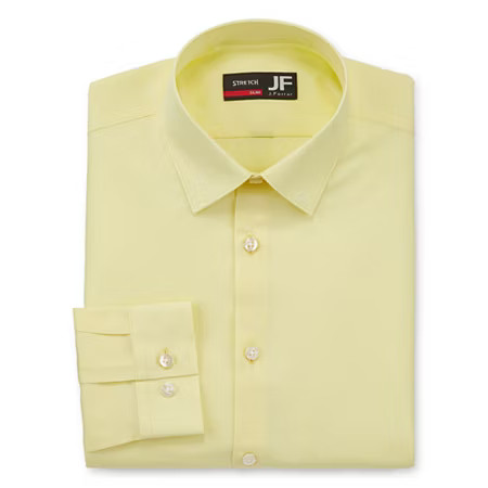 J.Ferrar - Slim Mens Spread Collar Long Sleeve Stretch Dress Shirt, 17-17.5 34-35, Yellow | JCPenney