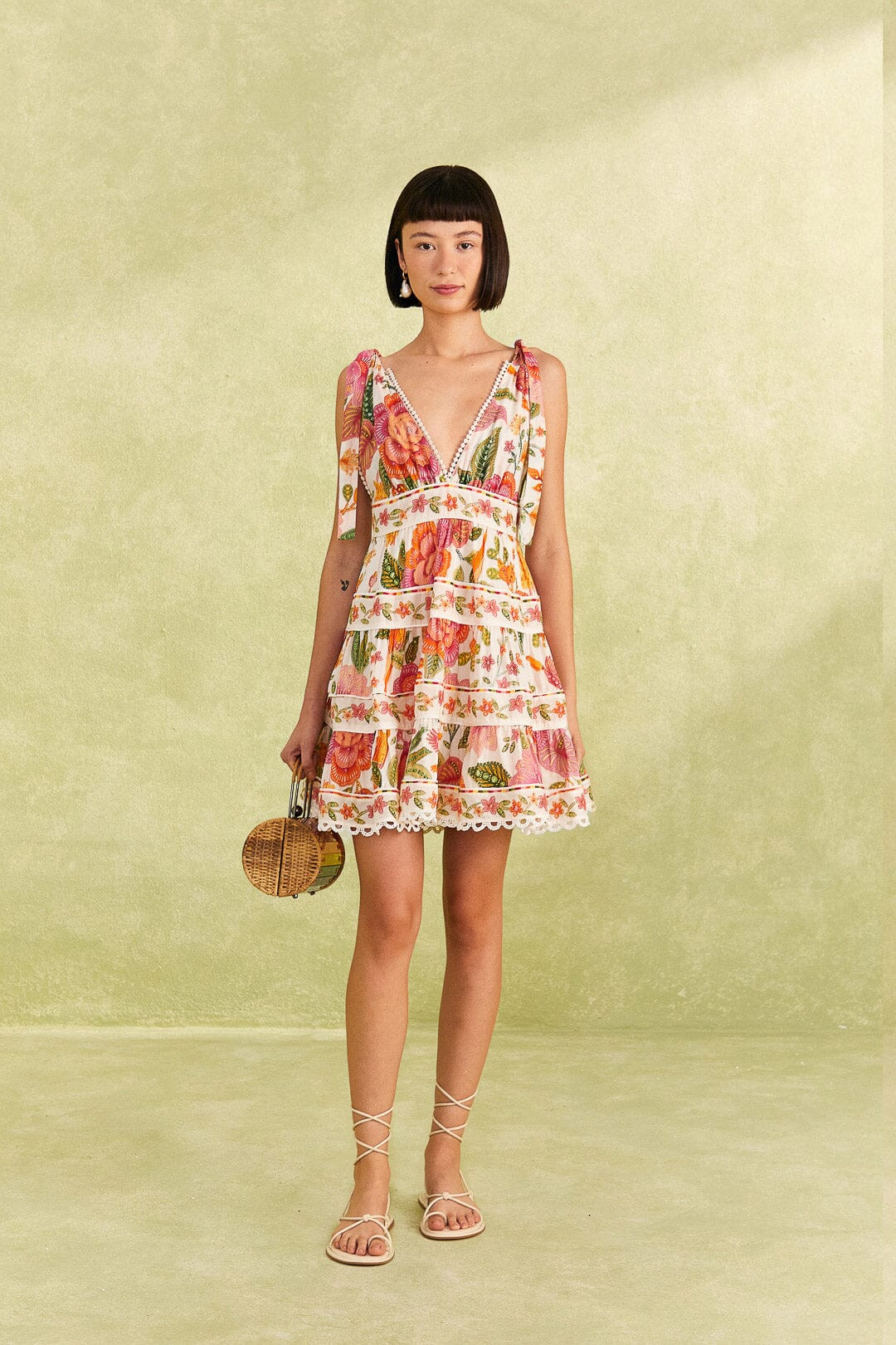 Off-White Macaw Bloom Mini Dress | FarmRio (US)