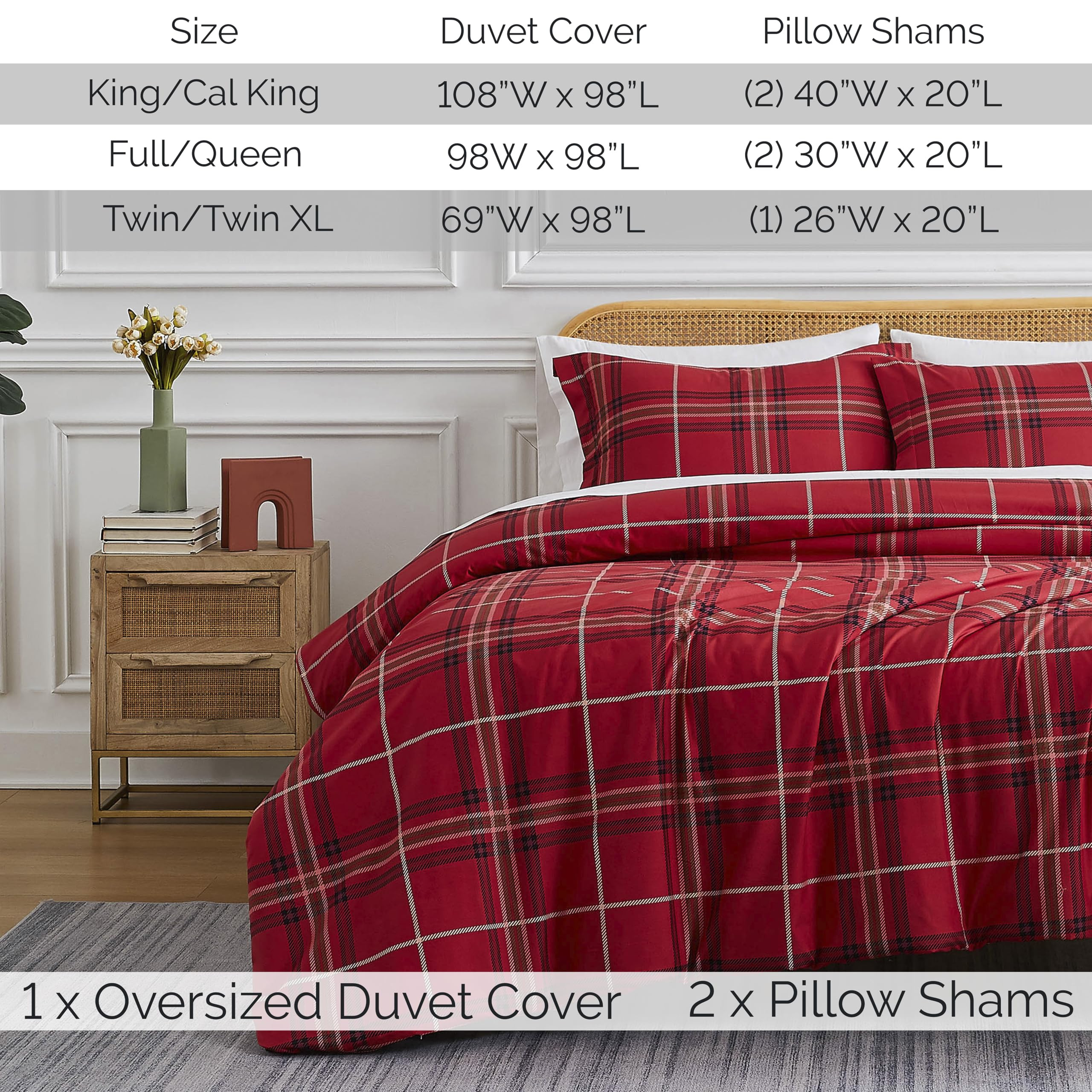 Southshore Fine Living, Inc. Plaid Full/Queen Duvet Cover Set with Zipper Closure and Corner Ties... | Amazon (US)