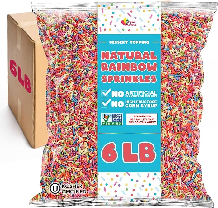 Bulk Sprinkles Dye Free - 6 Pounds - All Natural Sprinkles - Rainbow Sprinkle Mix - Bulk Jimmies,... | Amazon (US)