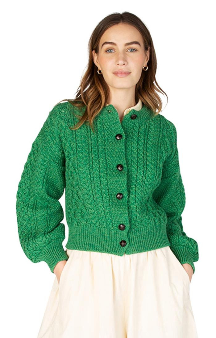 Ladies Clover Cropped Aran Cardigan | The House Of Bruar